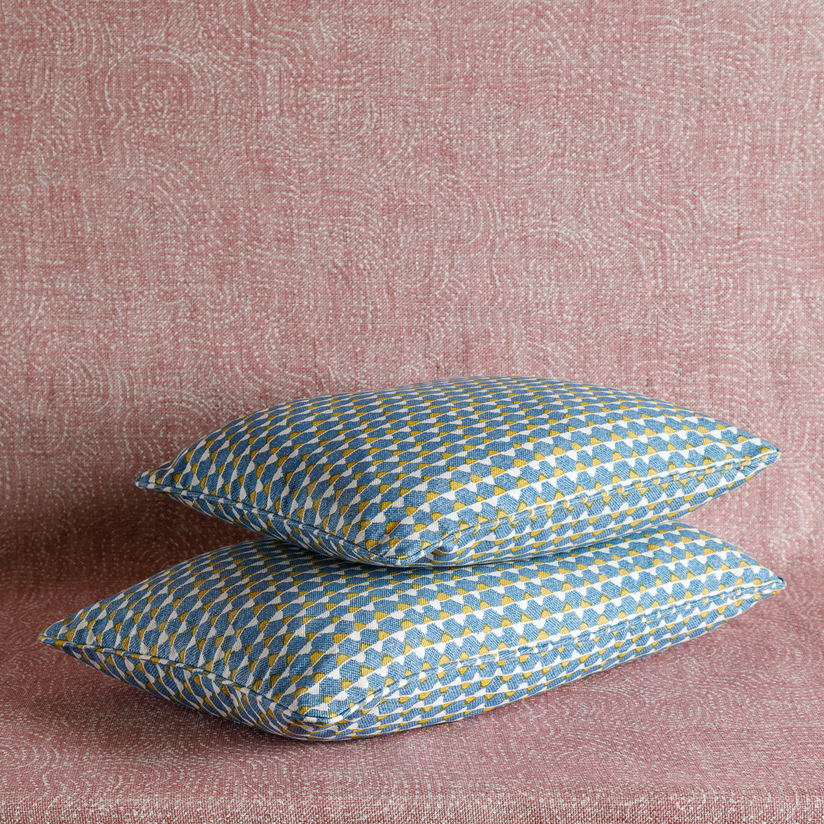 Oblong Cushion in Blue and Yellow Tara