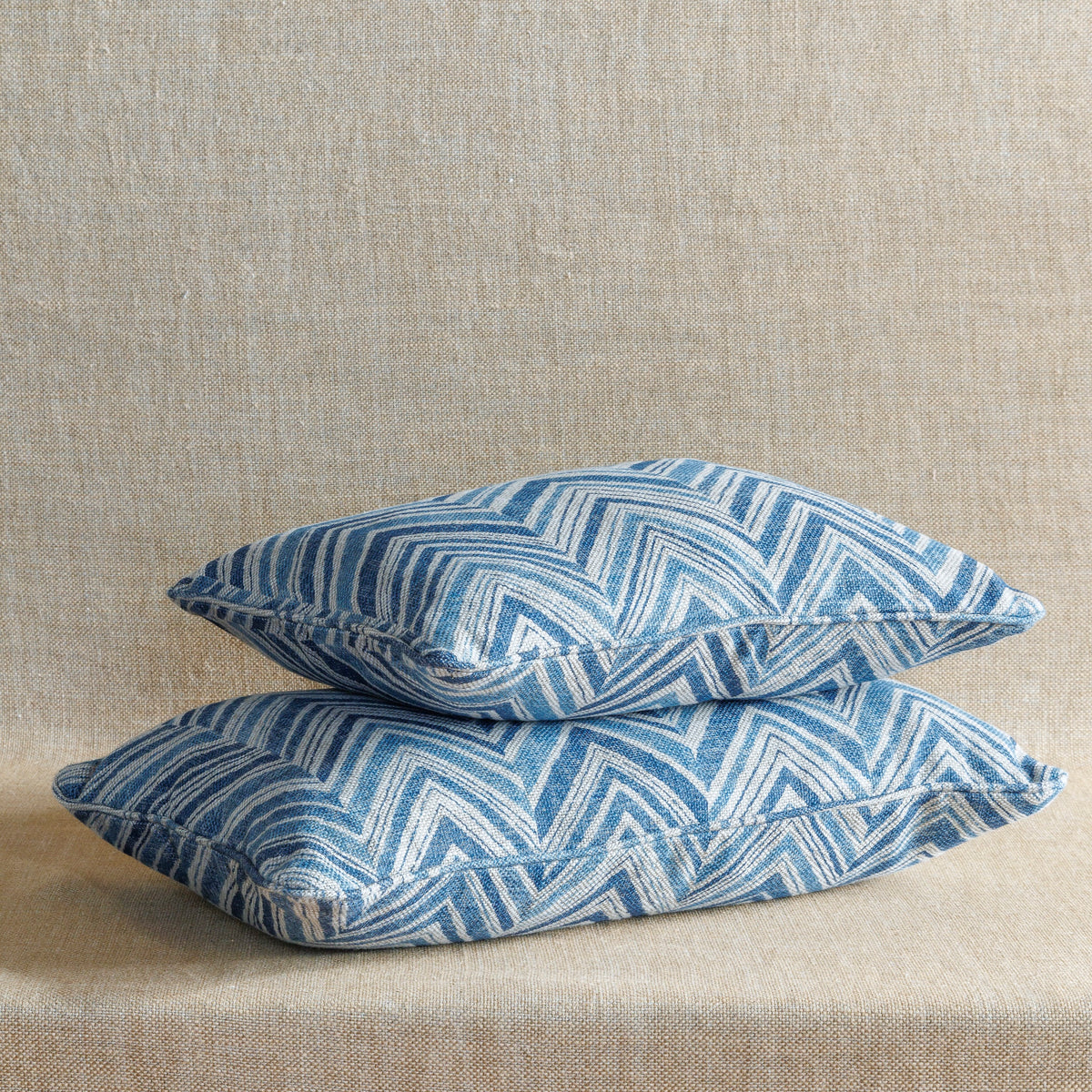 Oblong Cushion in Blue Flame Stitch