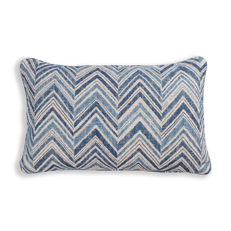 Oblong Cushion in Blue Flame Stitch