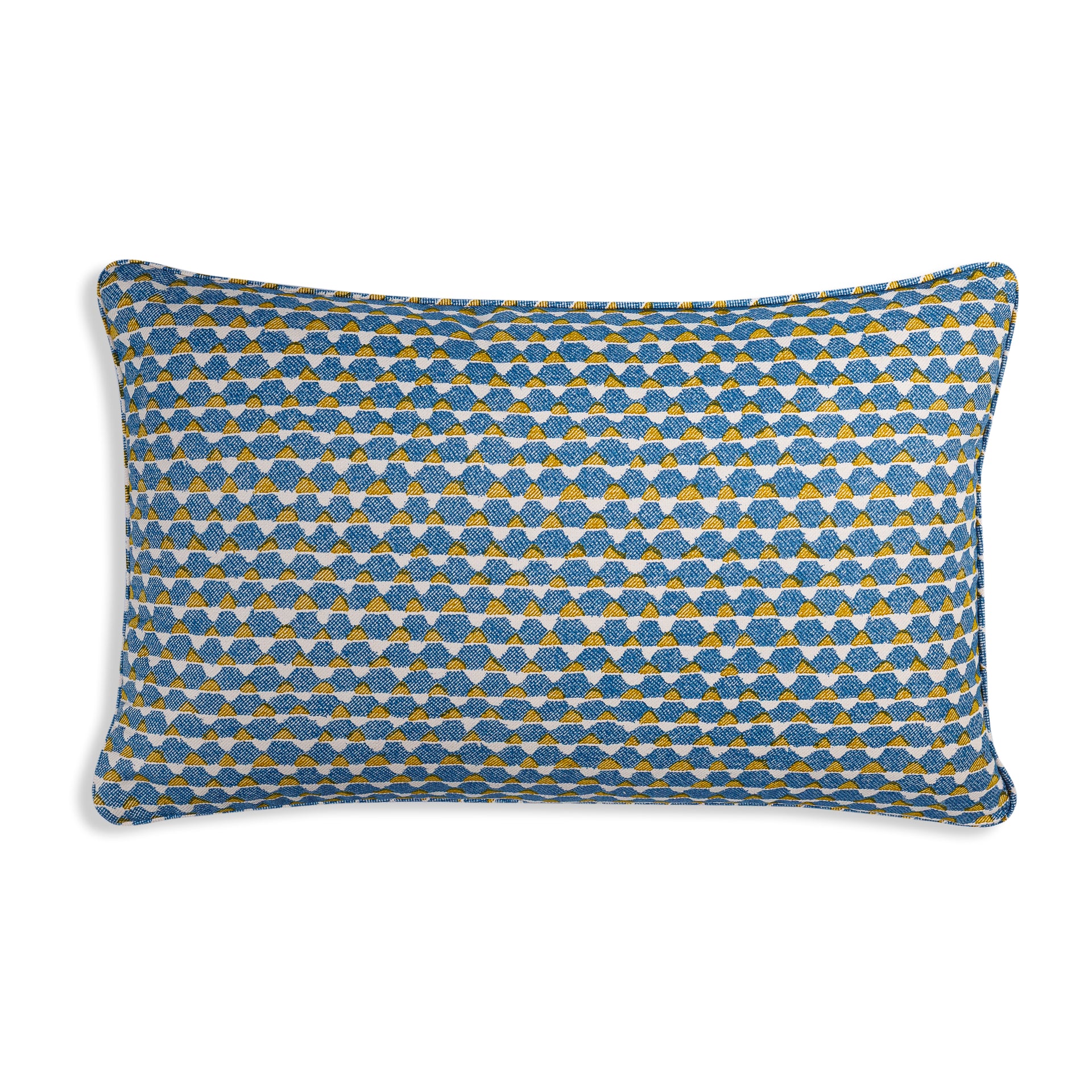 Oblong Cushion in Blue and Yellow Tara