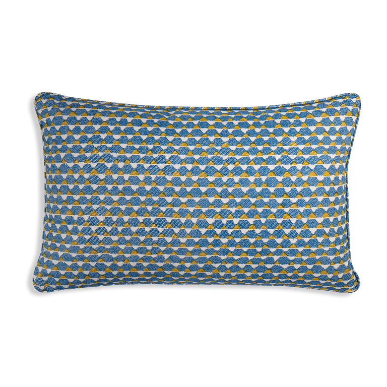 Oblong Cushion in Blue and Yellow Tara