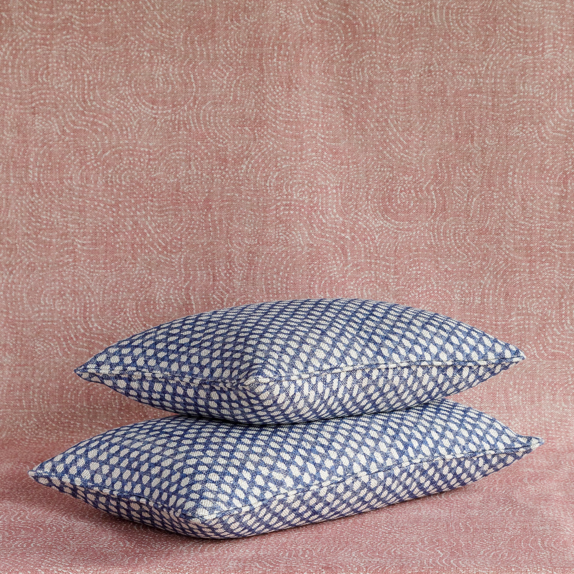 Oblong Cushion in Blue Wicker