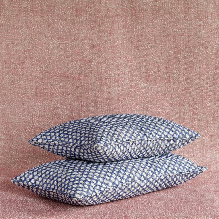 Oblong Cushion in Blue Wicker