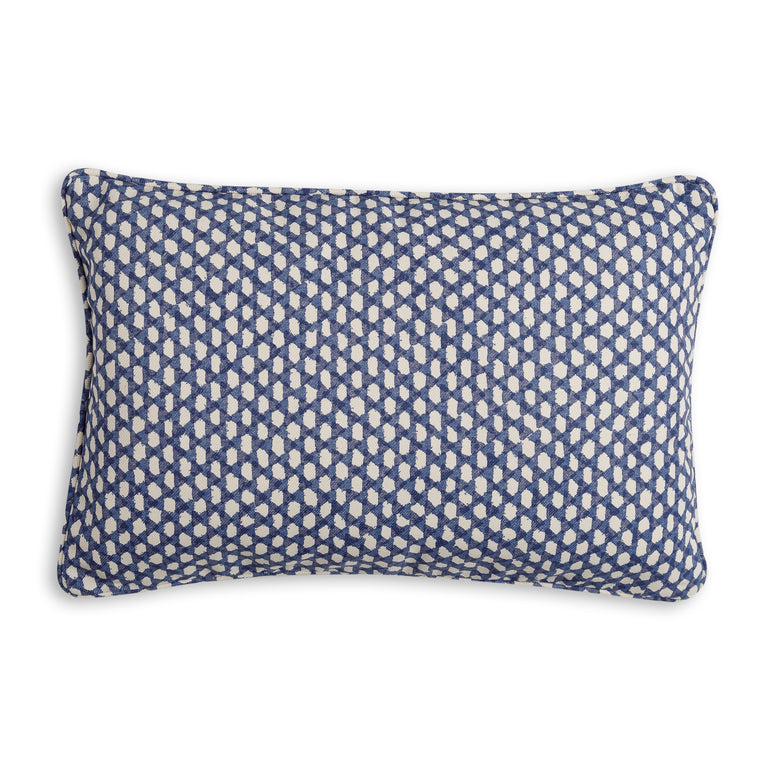 Oblong Outdoor Cushion in Blue Wicker