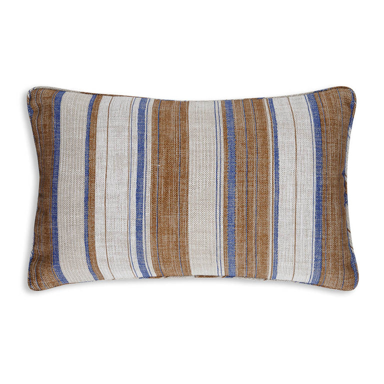 Oblong Cushion in Brown and Blue Carskiey Broad Stripe