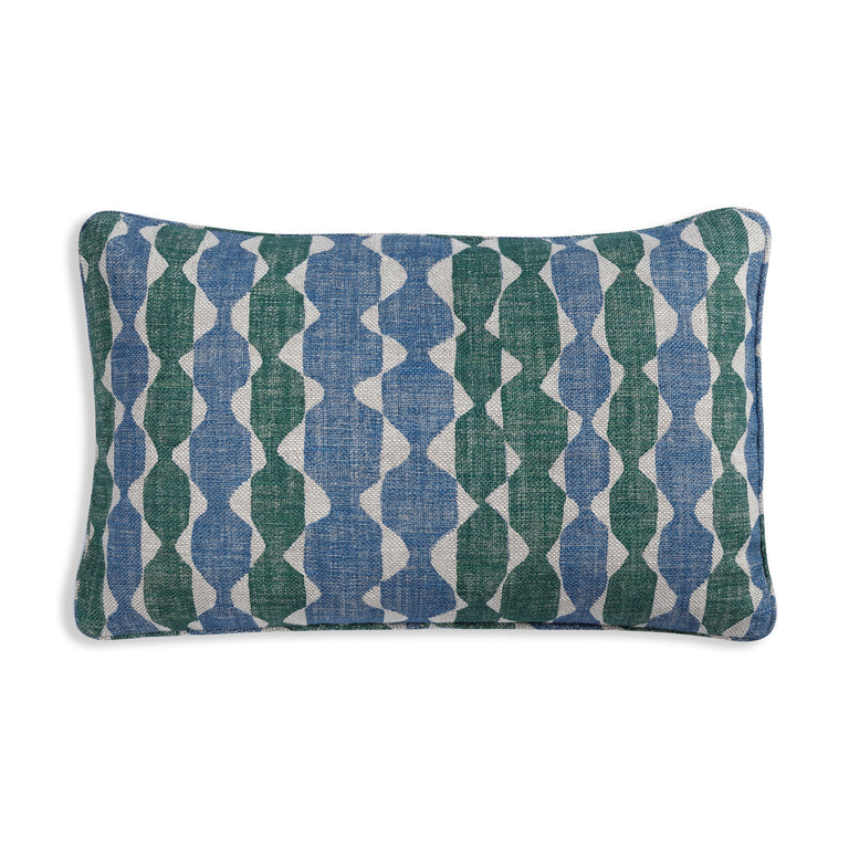 Oblong Cushion in Green and Blue Whittle