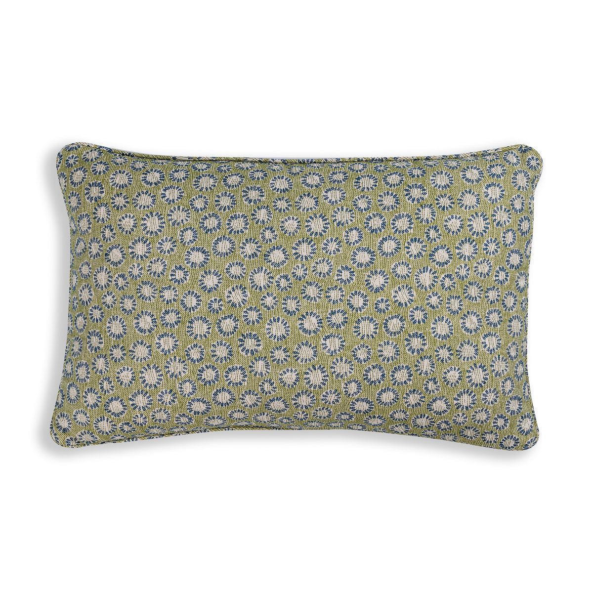 Oblong Cushion in Green and Blue Coral