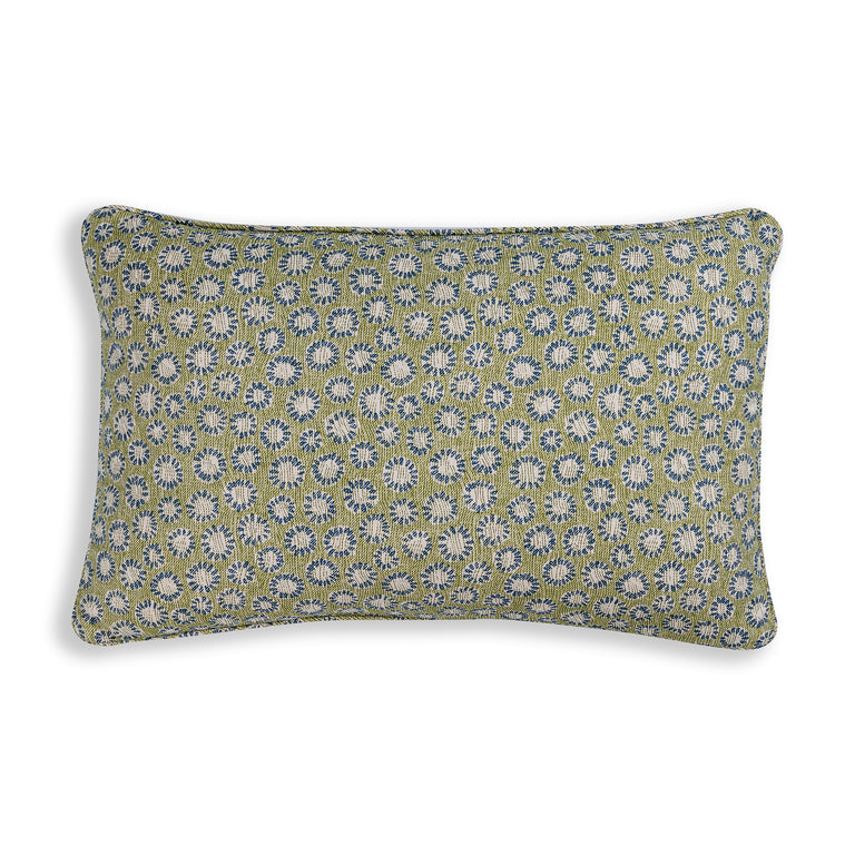 Oblong Cushion in Green and Blue Coral