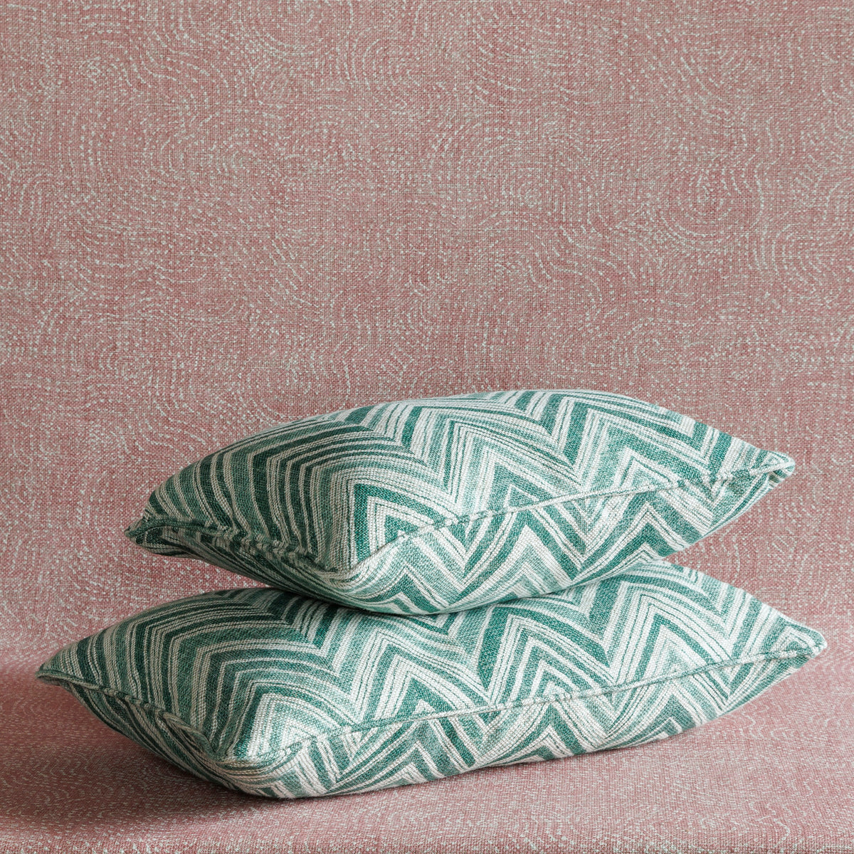 Oblong Cushion in Dark Green Flame Stitch