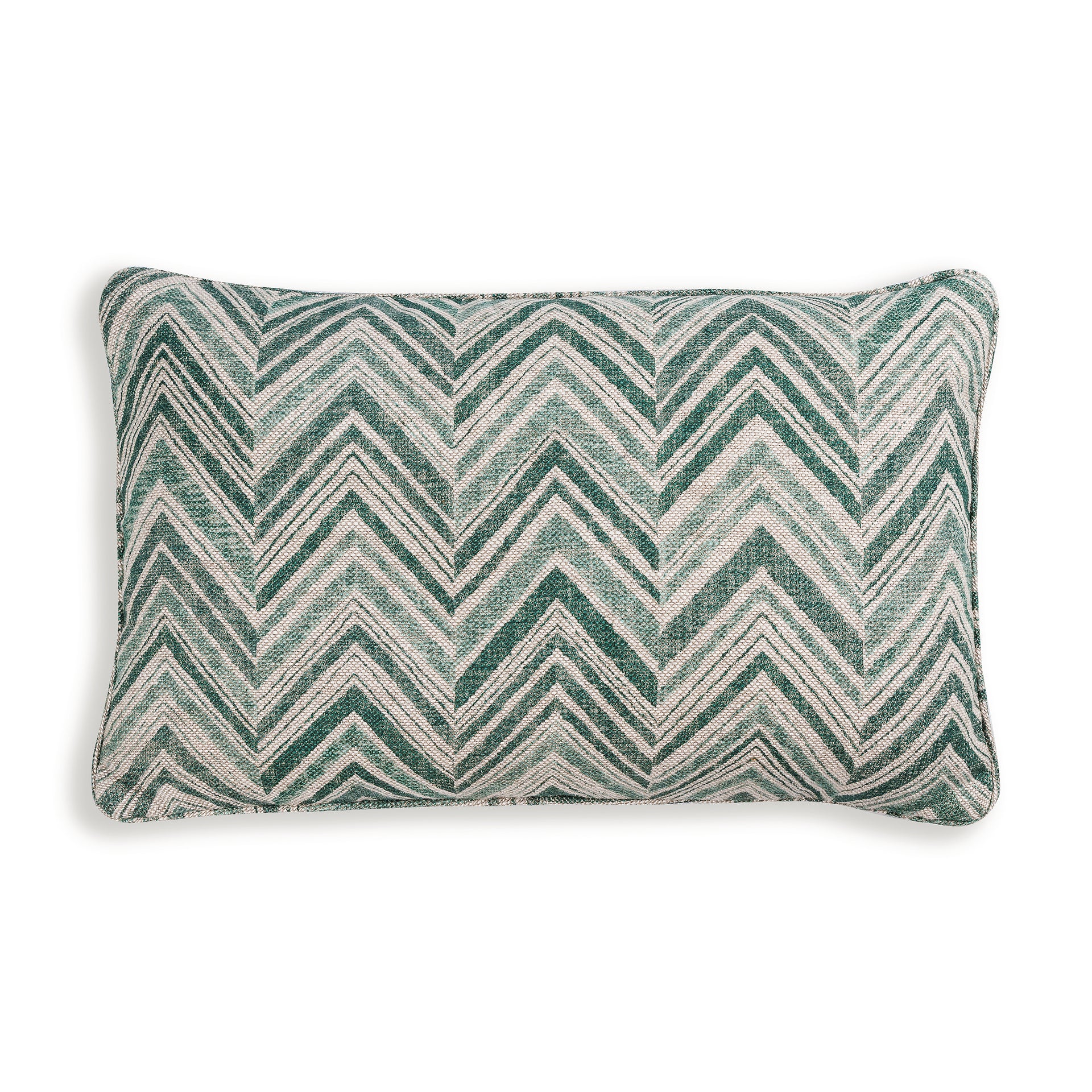 Oblong Cushion in Dark Green Flame Stitch