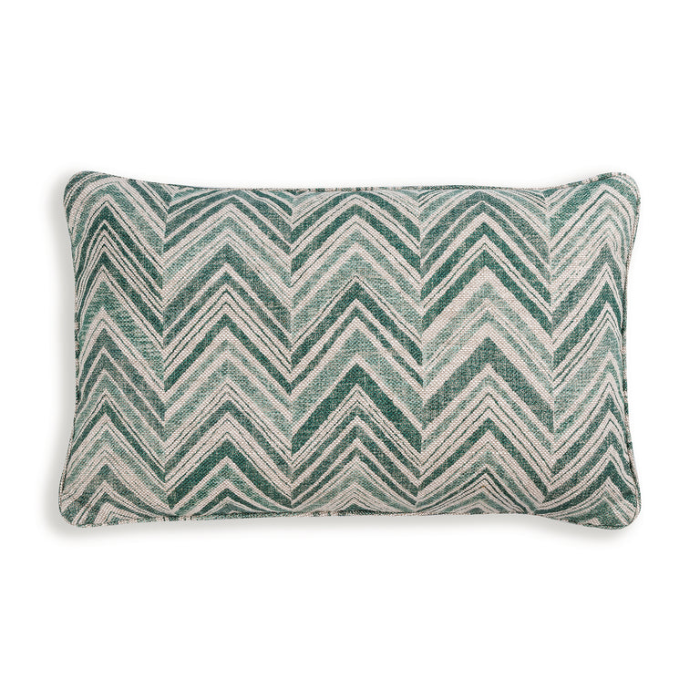 Oblong Cushion in Dark Green Flame Stitch