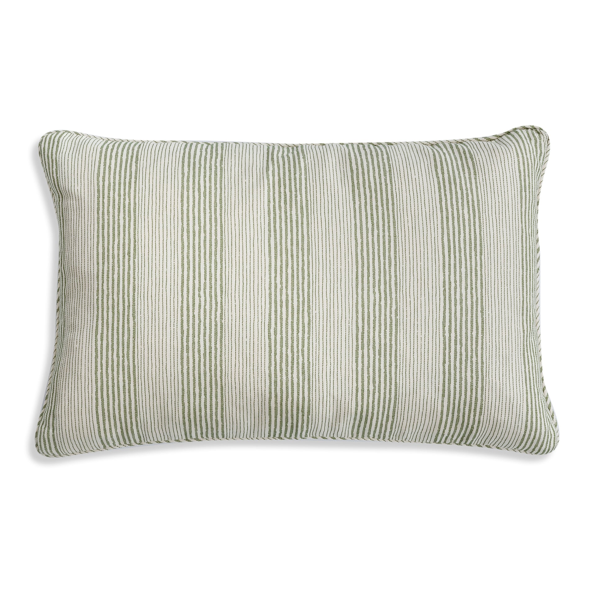 Oblong Cushion in Green Ticking