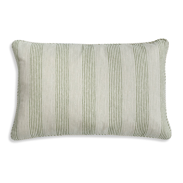Oblong Cushion in Green Ticking