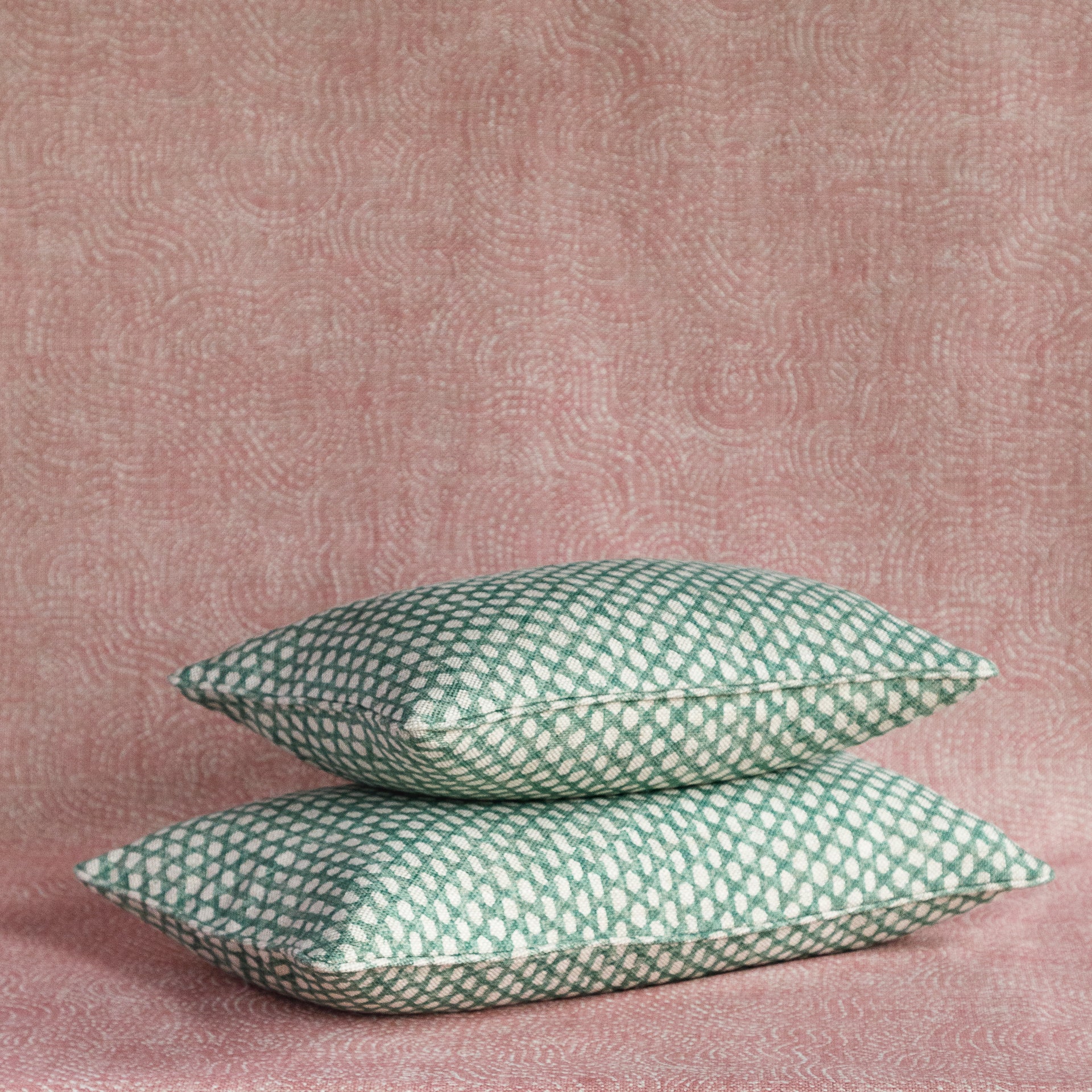 Oblong Cushion in Green Wicker