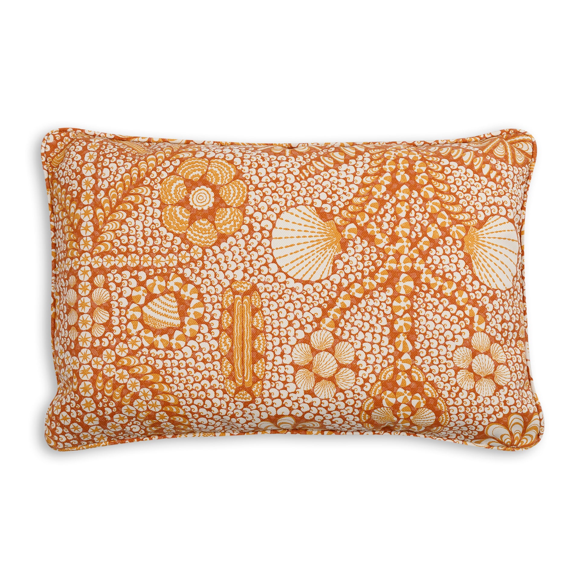 Oblong Outdoor Cushion in Orange Shell Grotto