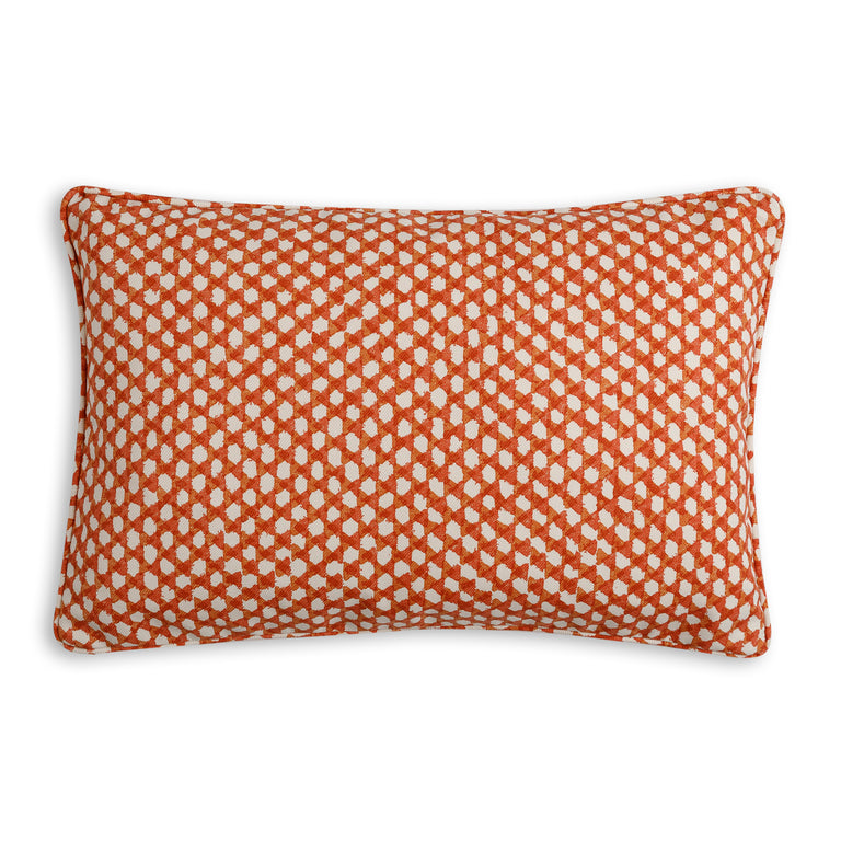 Oblong Outdoor Cushion in Orange Wicker