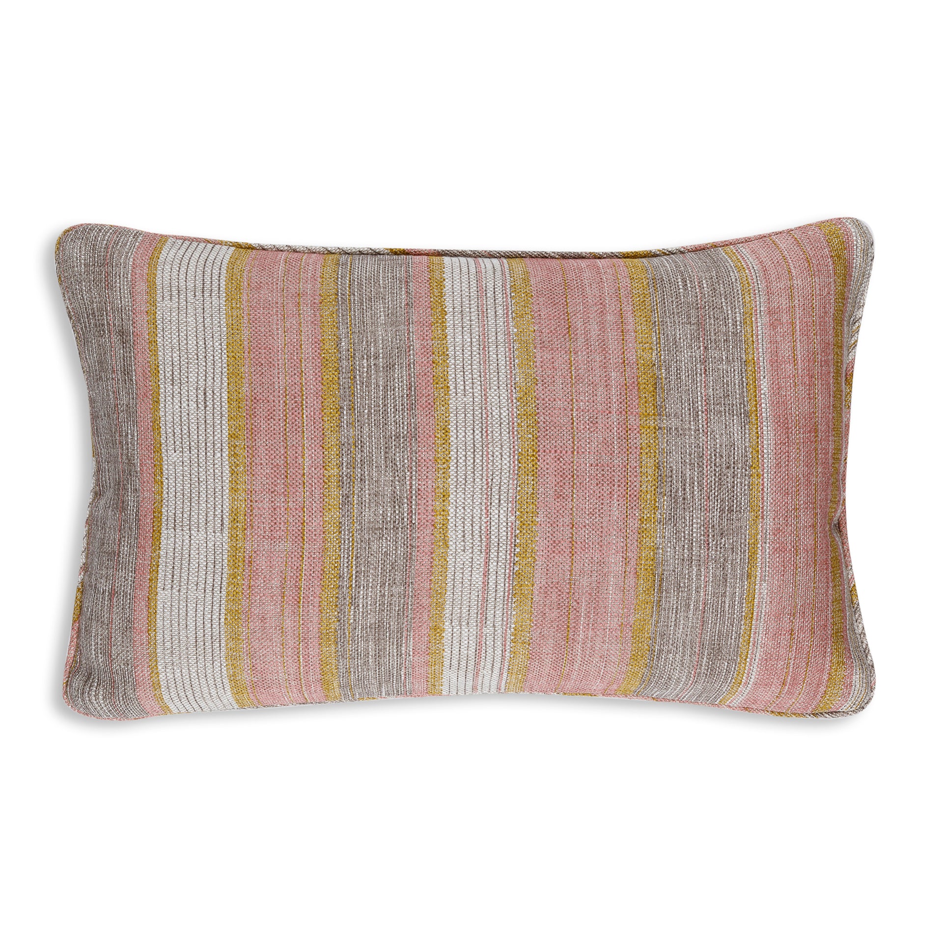 Oblong Cushion in Pink and Yellow Carskiey Broad Stripe