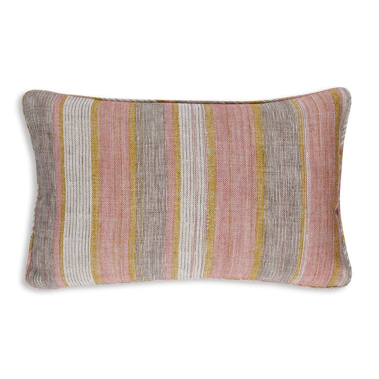 Oblong Cushion in Pink and Yellow Carskiey Broad Stripe