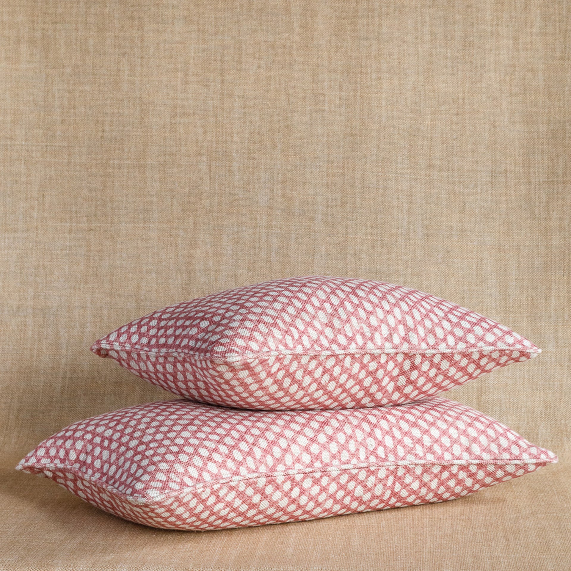 Oblong Cushion in Pink Wicker