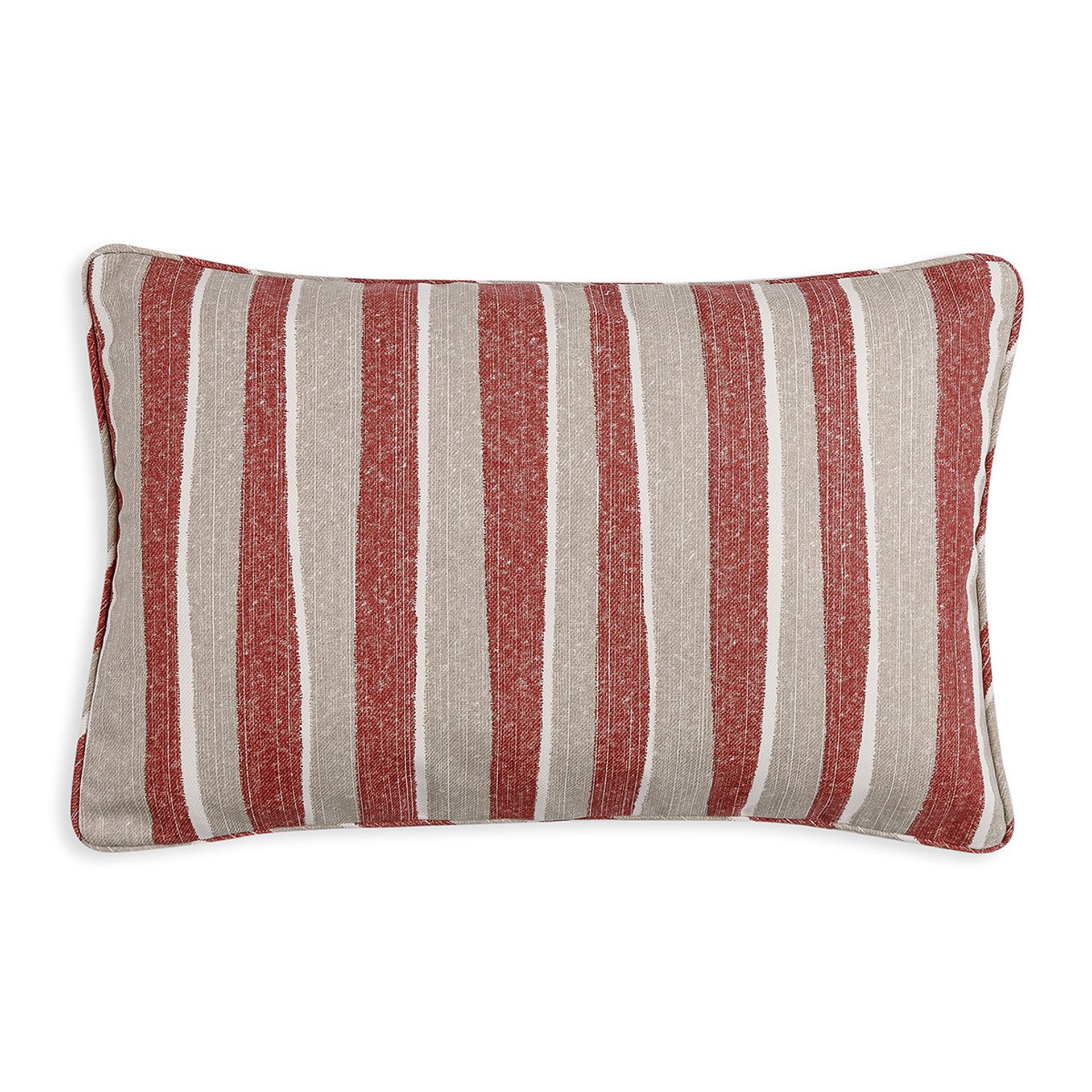 Oblong Outdoor Cushion in Red and Neutral Orchard Stripe