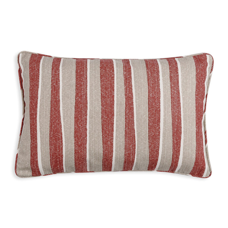 Oblong Outdoor Cushion in Red and Neutral Orchard Stripe