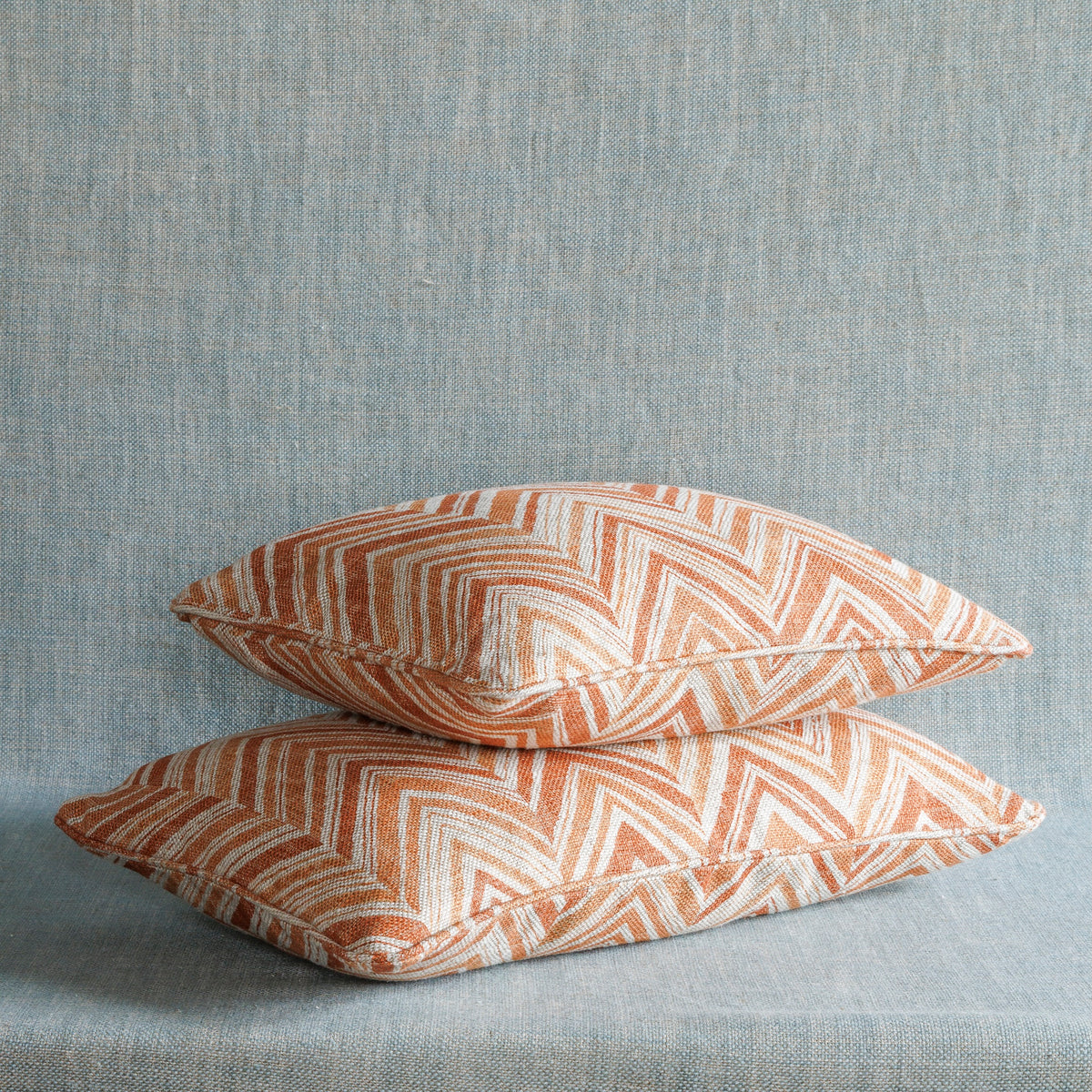 Oblong Cushion in Orange Flame Stitch
