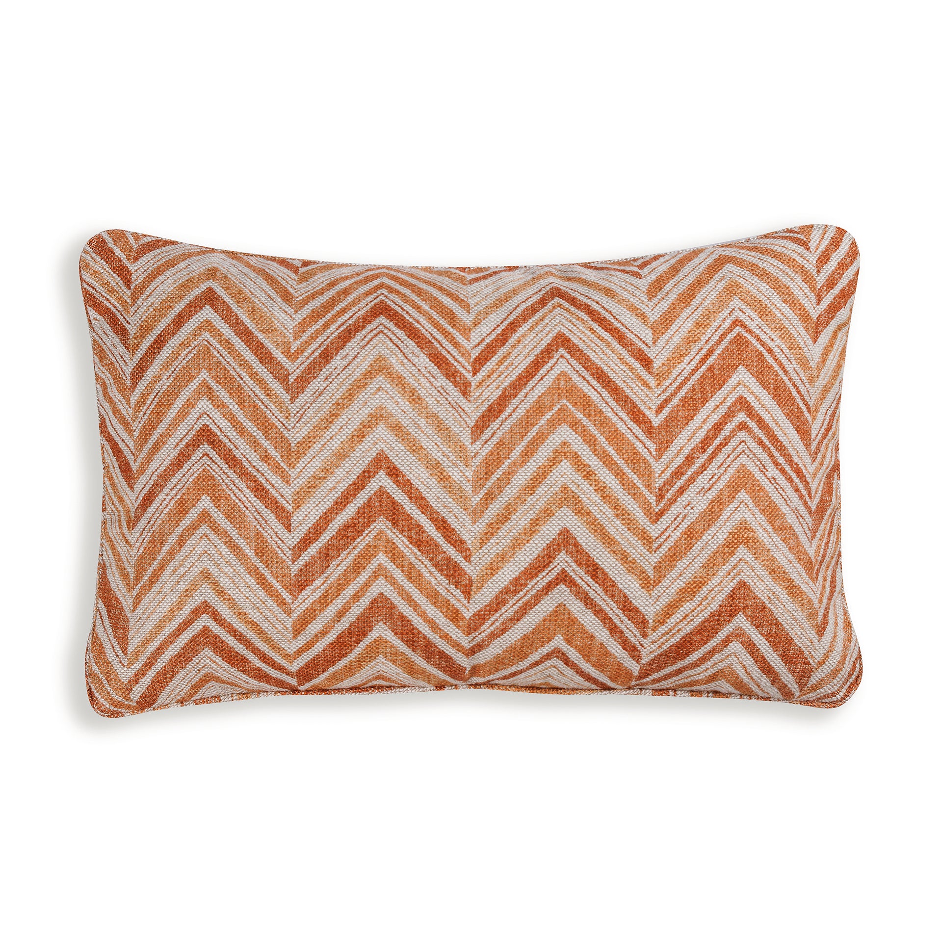 Oblong Cushion in Orange Flame Stitch