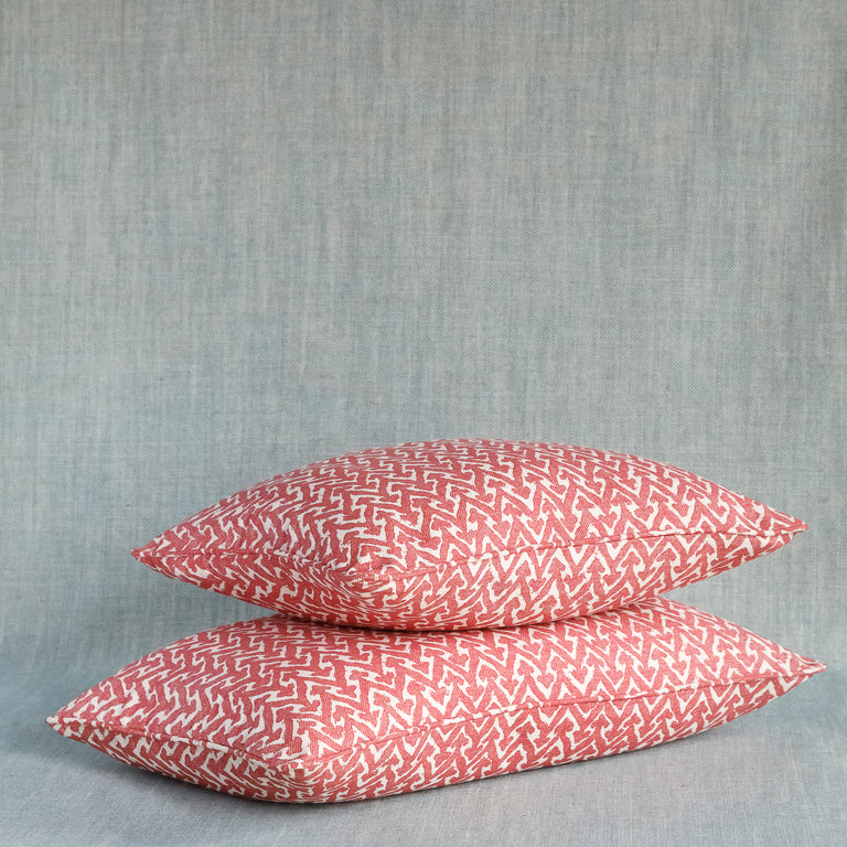 Oblong Cushion in Red Rabanna