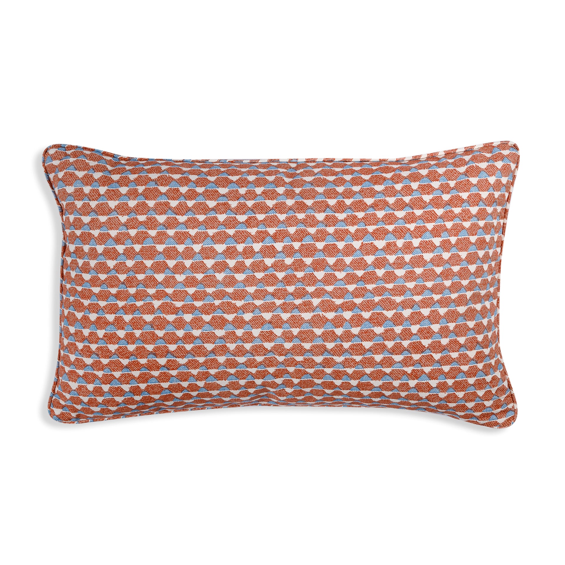 Oblong Cushion in Orange and Blue Tara
