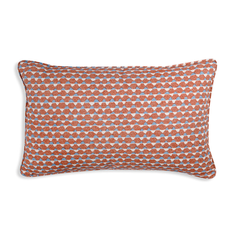 Oblong Cushion in Orange and Blue Tara