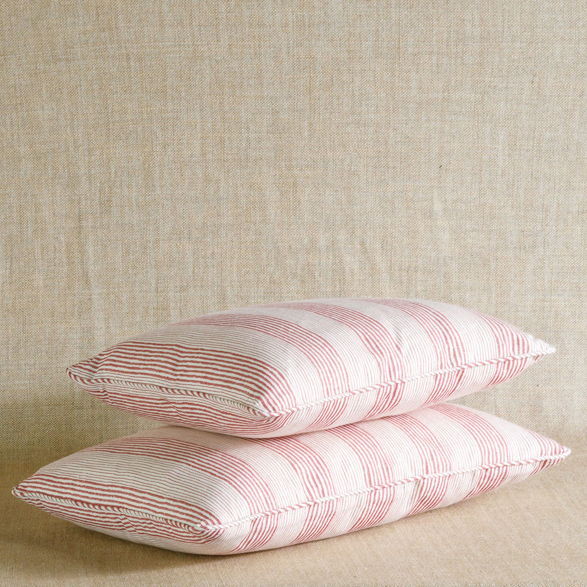 Oblong Cushion in Red Ticking