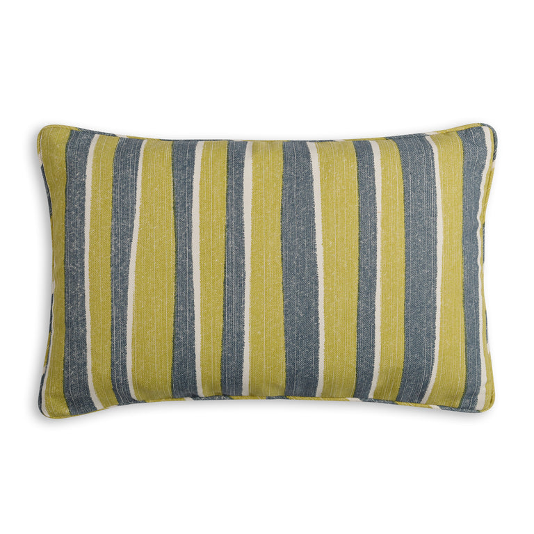 Oblong Outdoor Cushion in Yellow and Blue Orchard Stripe