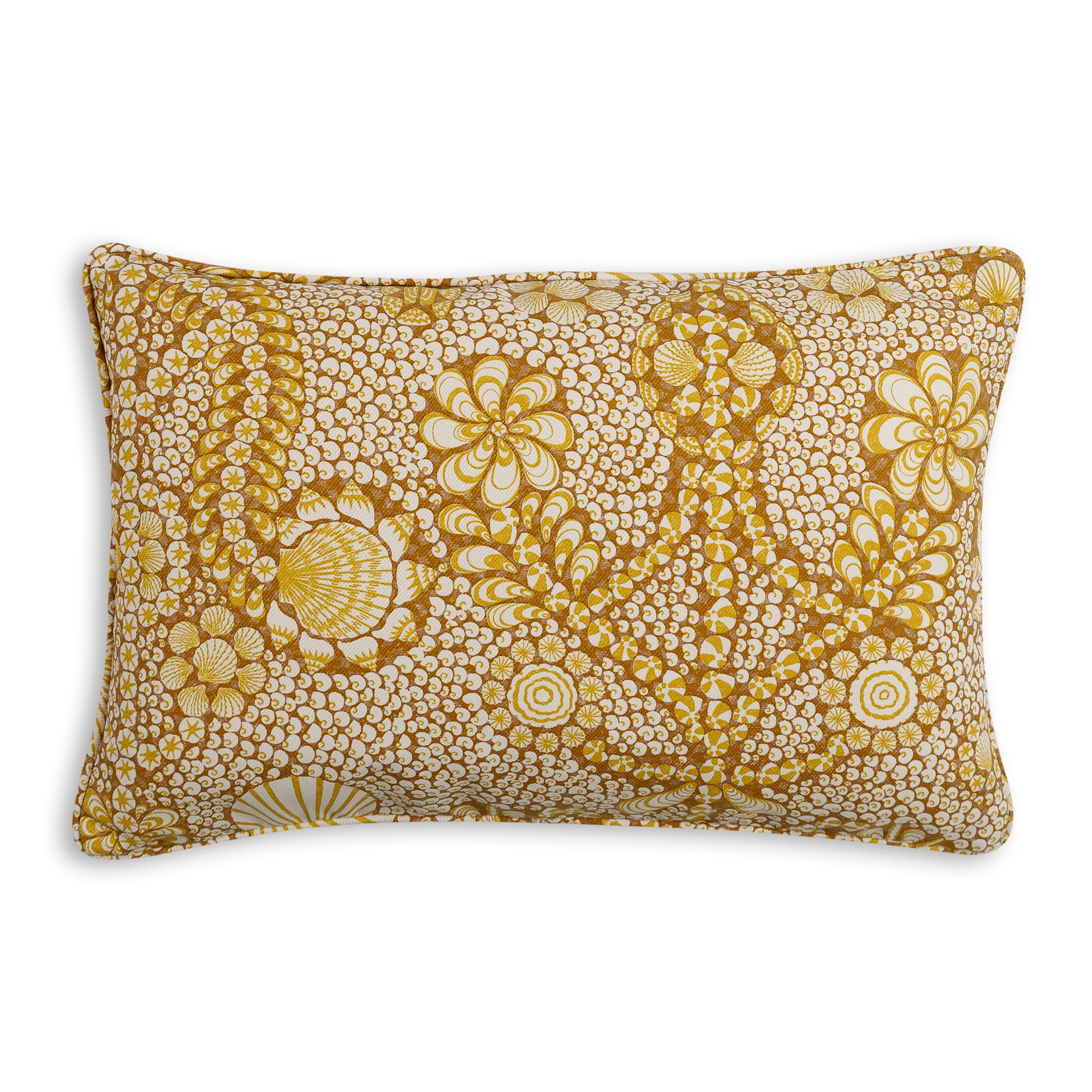 Oblong Outdoor Cushion in Yellow Shell Grotto