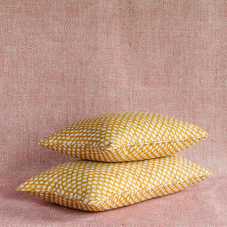 Oblong Cushion in Yellow Wicker
