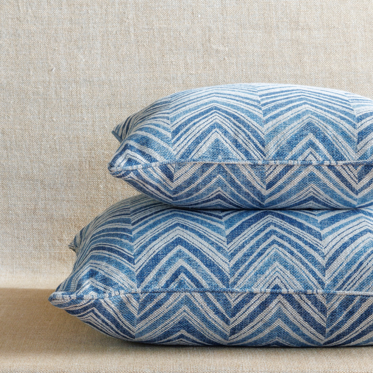 Square Cushion in Blue Flame Stitch