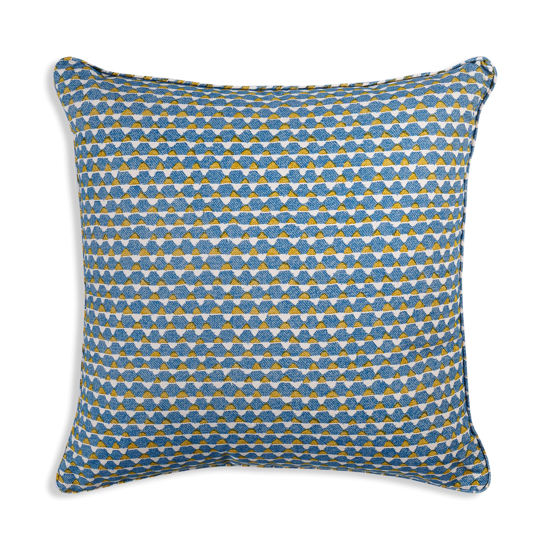 Square Cushion in Blue and Yellow Tara