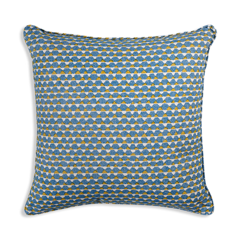 Square Cushion in Blue and Yellow Tara