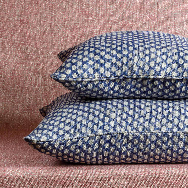 Square Cushion in Blue Wicker
