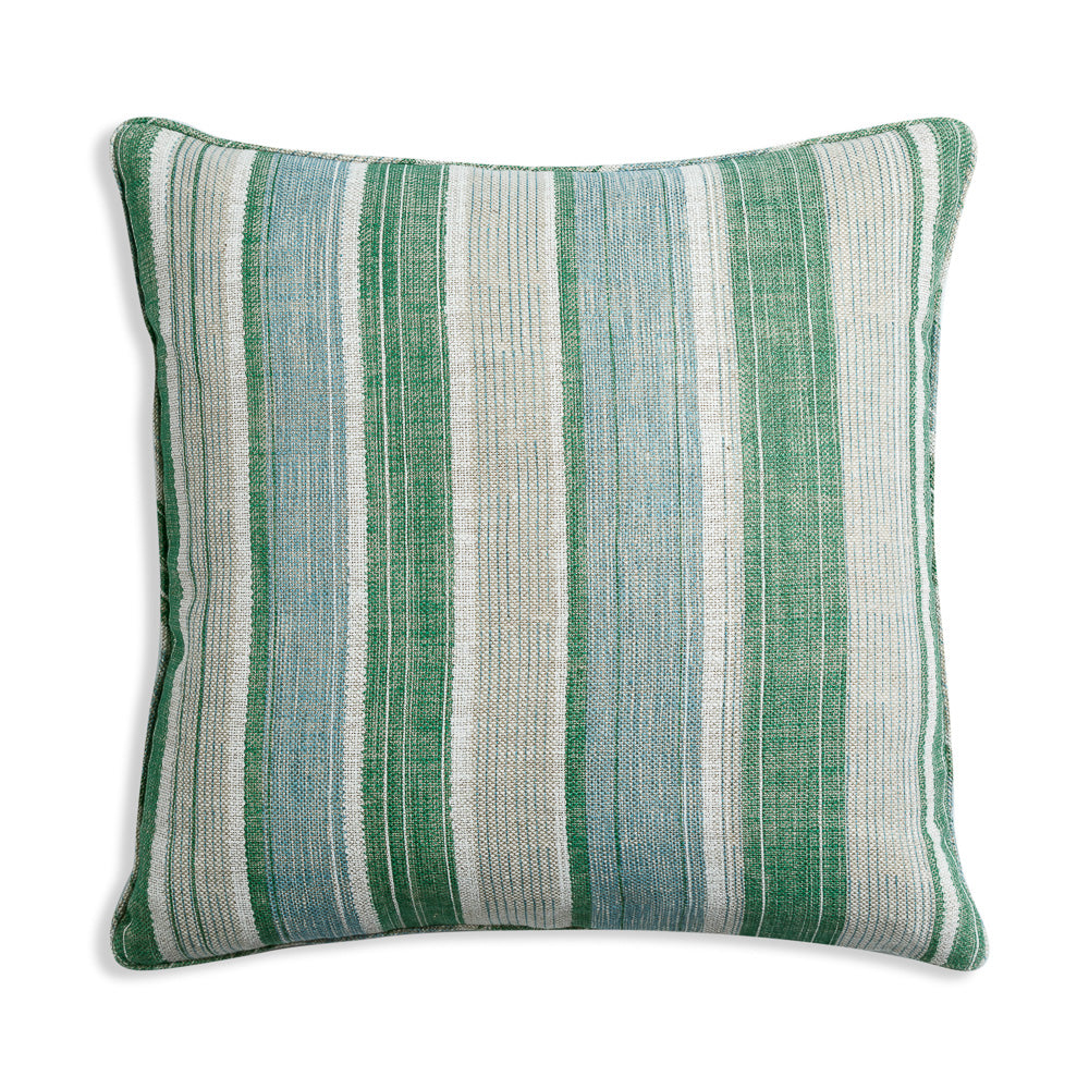 Square Cushion in Green and Blue Carskiey Broad Stripe
