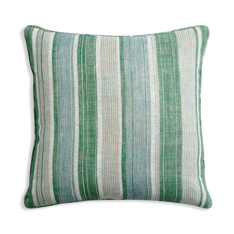 Square Cushion in Green and Blue Carskiey Broad Stripe