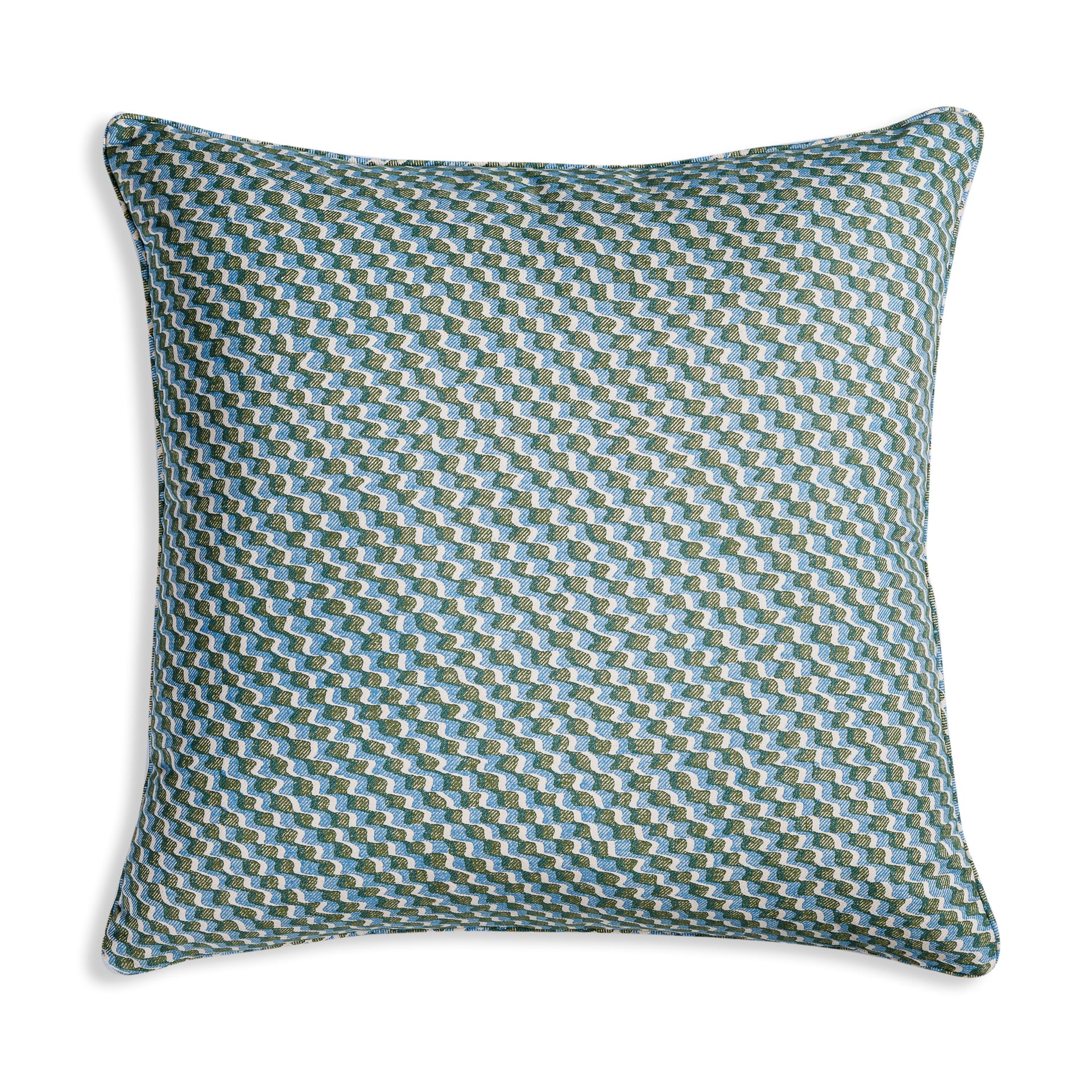 Square Cushion in Green and Blue Ruffle
