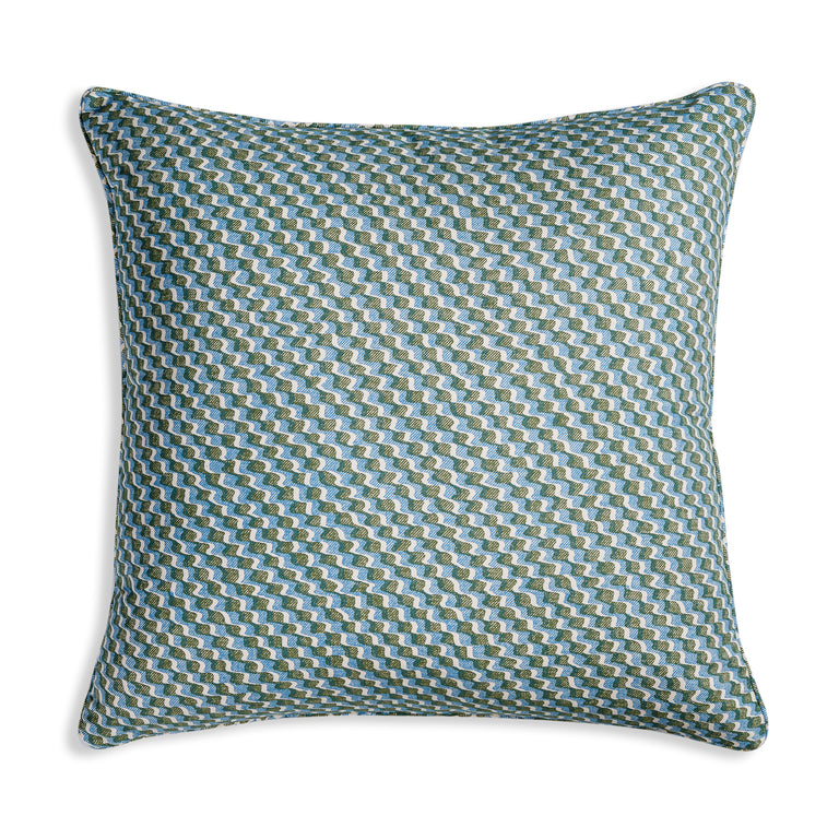 Square Cushion in Green and Blue Ruffle