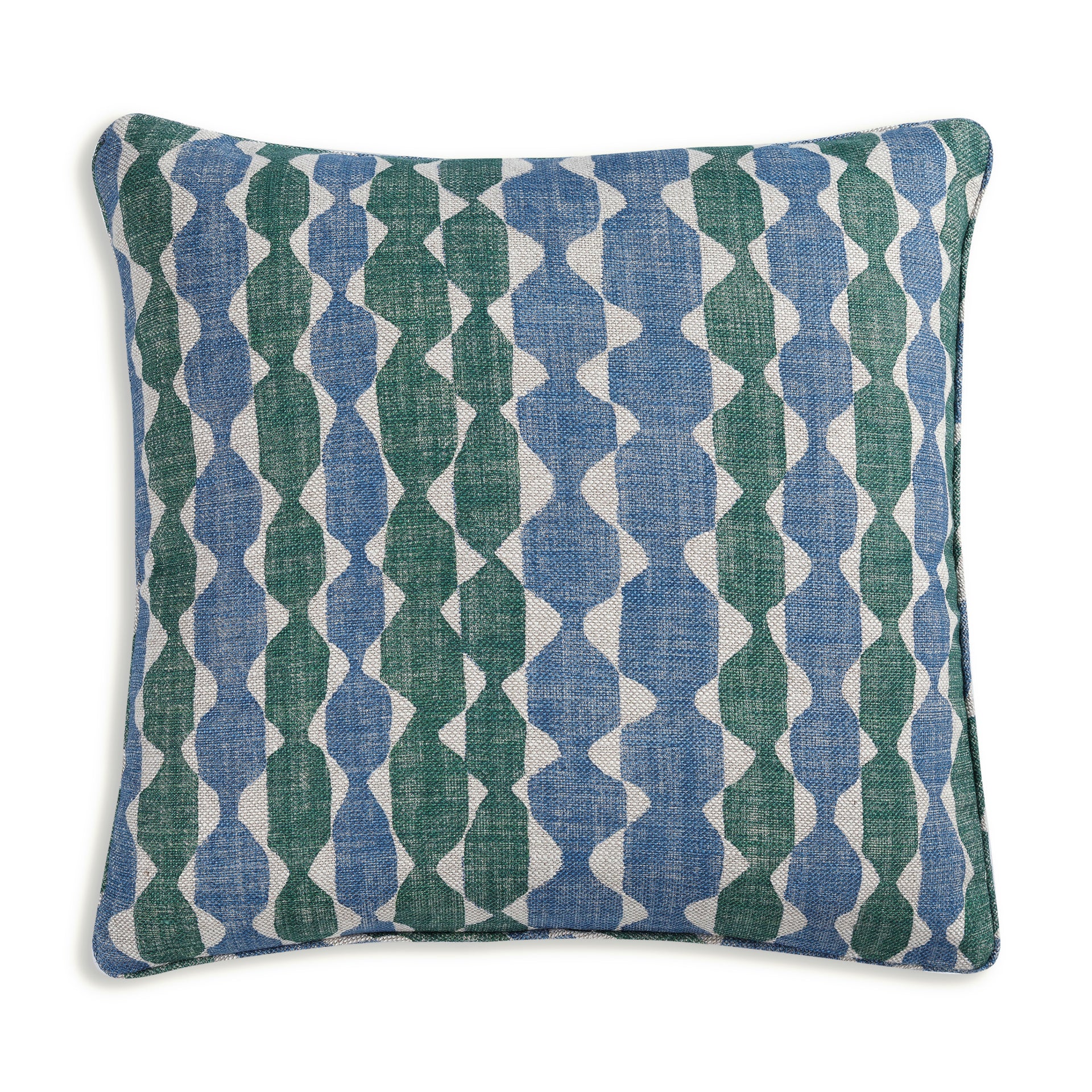 Square Cushion in Green and Blue Whittle