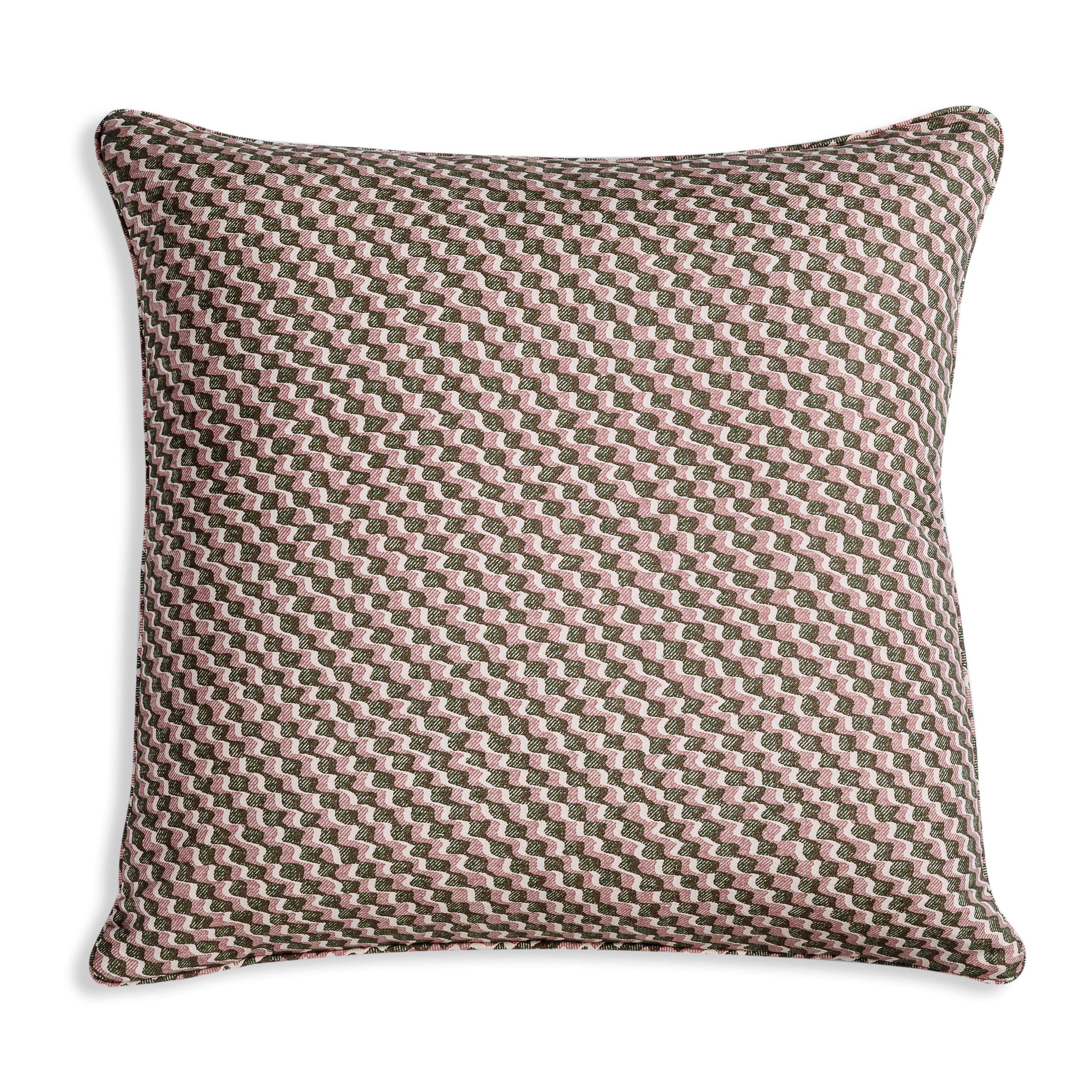 Square Cushion in Green and Pink Ruffle