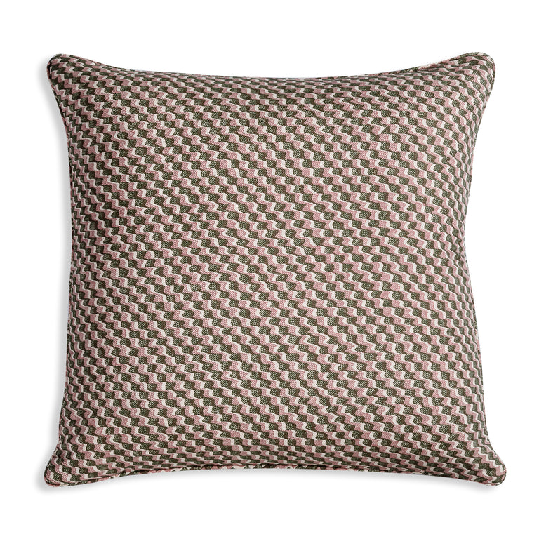 Square Cushion in Green and Pink Ruffle