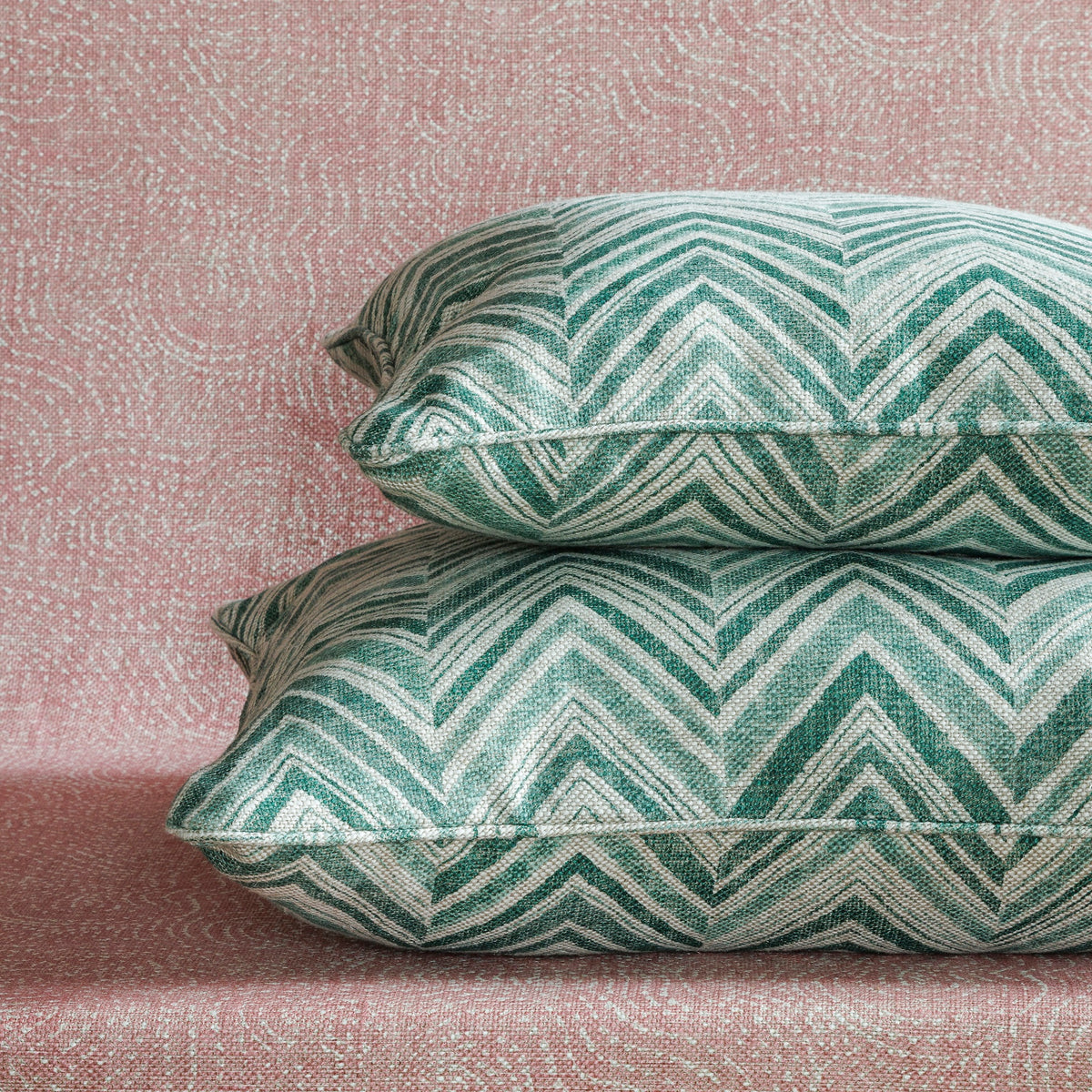 Square Cushion in Dark Green Flame Stitch