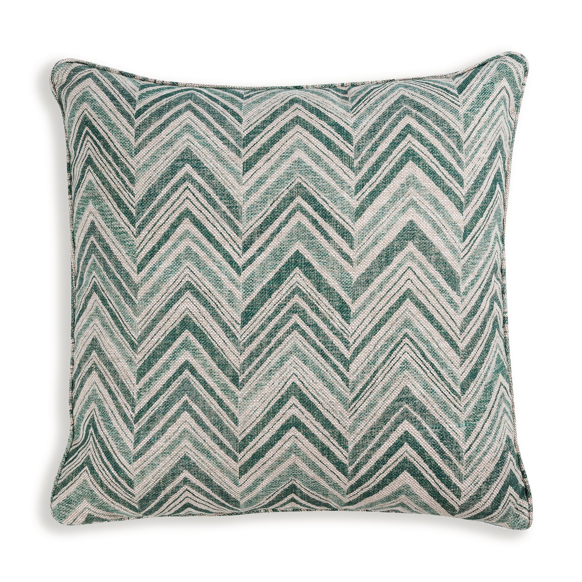 Square Cushion in Dark Green Flame Stitch