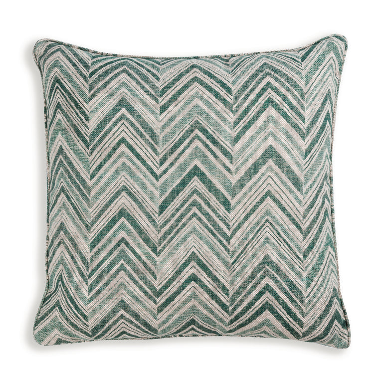 Square Cushion in Dark Green Flame Stitch