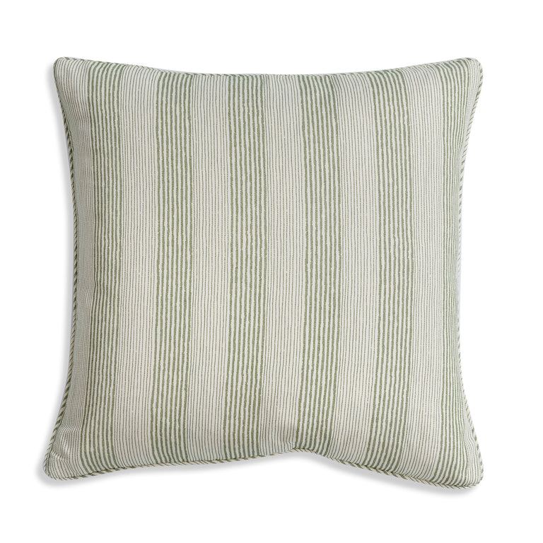 Square Cushion in Green Ticking