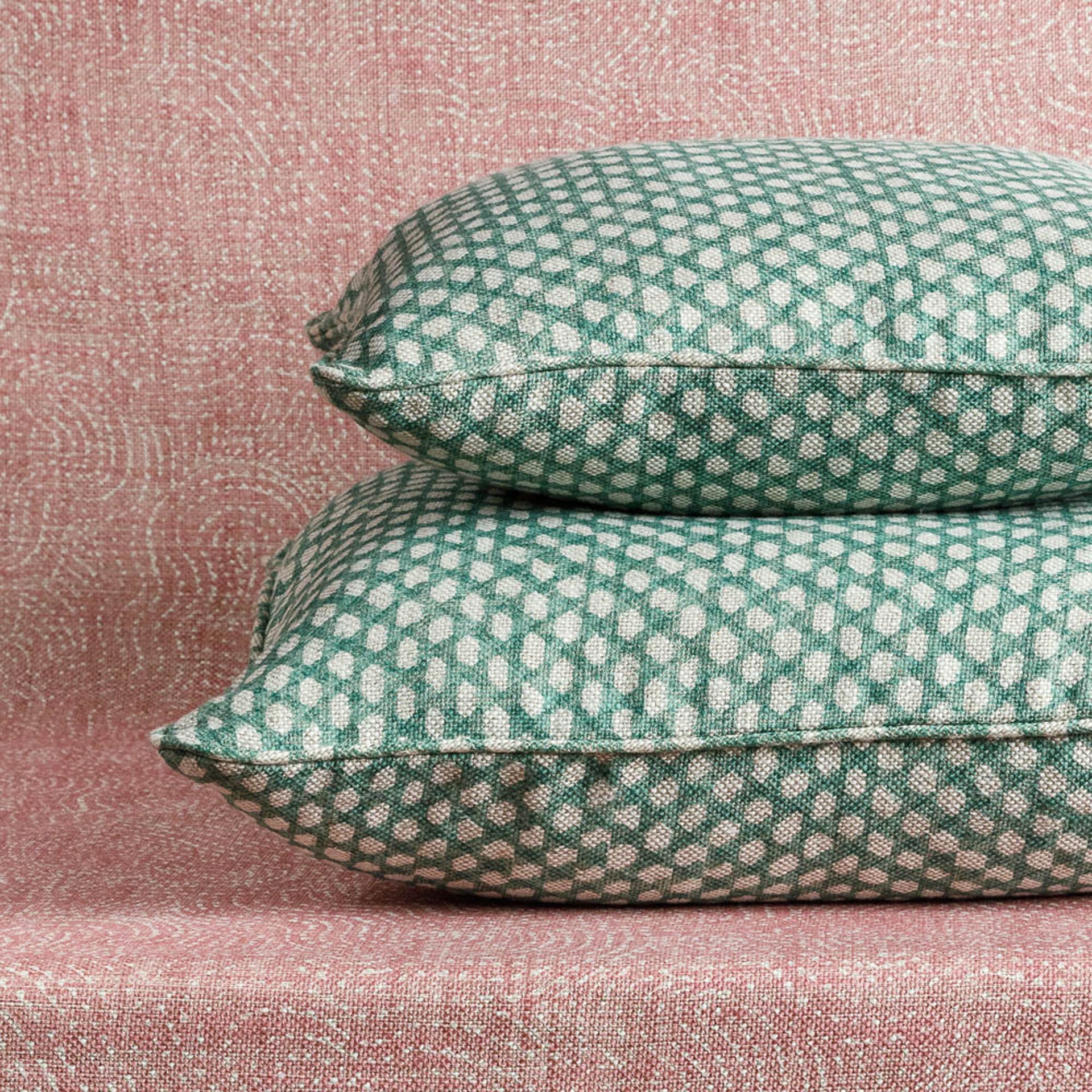 Square Cushion in Green Wicker